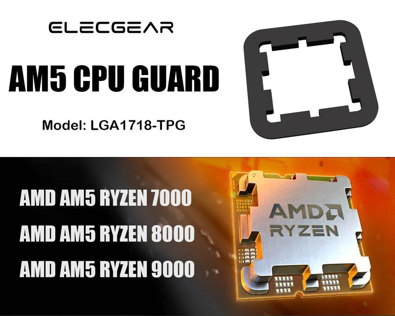 ElecGear CPU Thermal Paste Protector for AMD AM5 Desktop Processors, 2 Pack Protective Cover Leakage Blocker CPU Guard to LGA1718 Socket Buckle for Ryzen 7000, 8000, 9000 and X3D AMD LGA1718