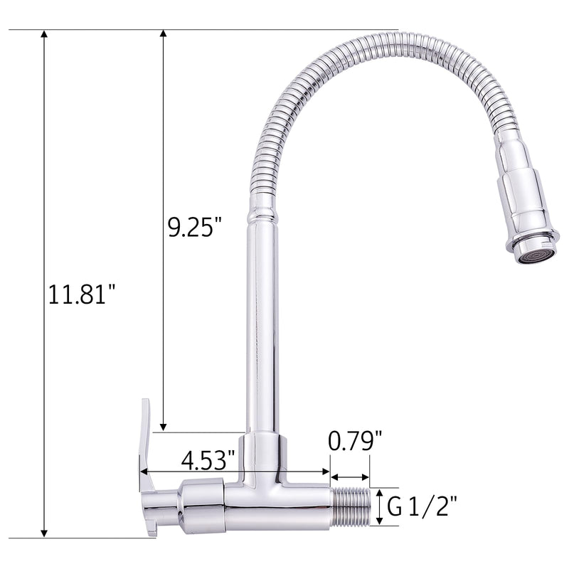 Kitchen Sink Faucets 360 Rotatable Single Lever Stainless Steel Wall-Mounted Kitchen Tap Ktichen Faucet Chrome Finished
