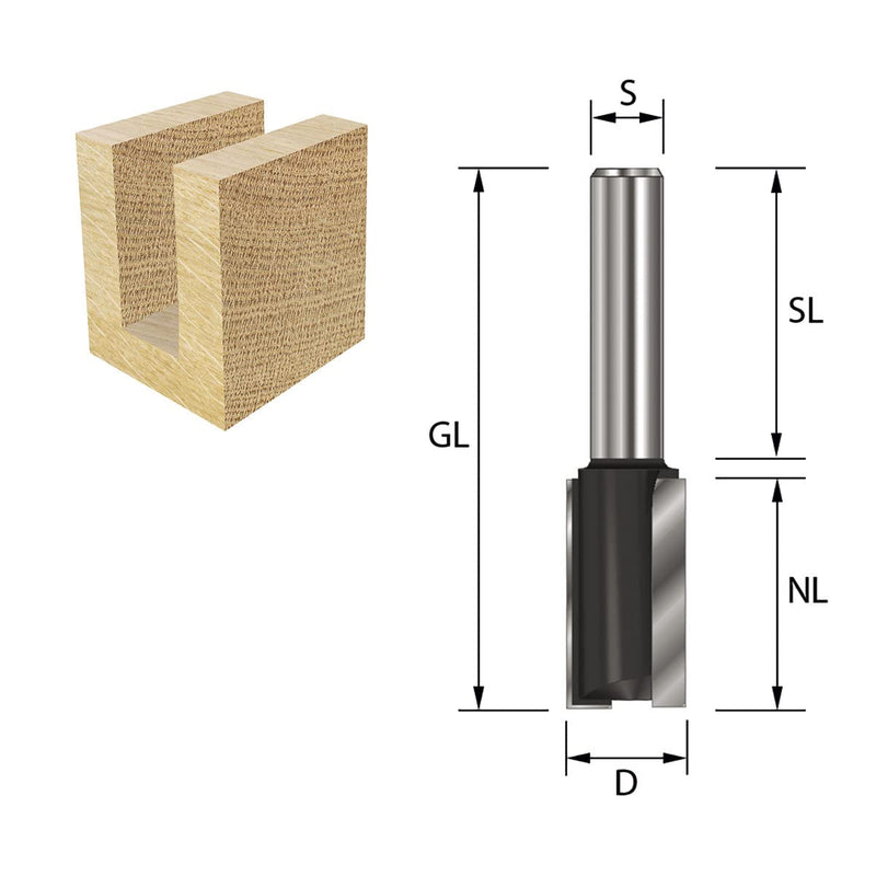 ENT 10522 Groove cutter HW, shank (S) 12 mm, diameter (D) 10 mm, NL 30 mm, SL 40 mm, GL 76 mm D=10 / NL=30 / GL=76 / SL=40