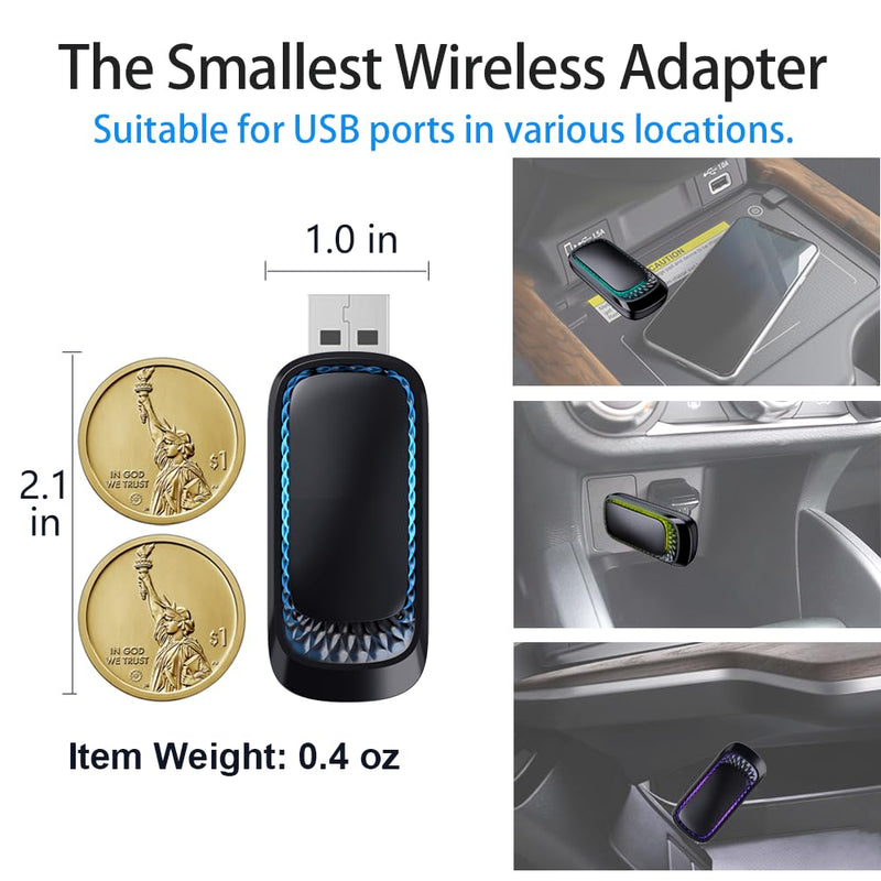 Apple CarPlay Wireless Adapter, 2024 Car Play Wireless Adapter for iPhone, for 2016 and Later Cars with OEM Wired CarPlay