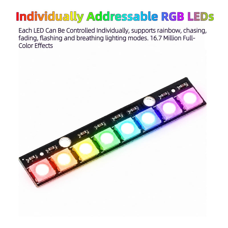 WS2812 RGB LED Module 8 Bit, 5050 LED Stick 5 V with Integrated Driver, Addressable RGB Light Strip for Arduino Raspberry Pi ESP32, DIY Electronics Model Making Lighting Pack of 10