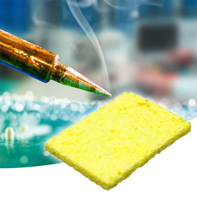 Powerful Tools Pack of 10 Soldering Iron Yellow Soldering Tip Welding Cleaning Sponge Pads Cleaner Heat Resistant Pads Set Solder