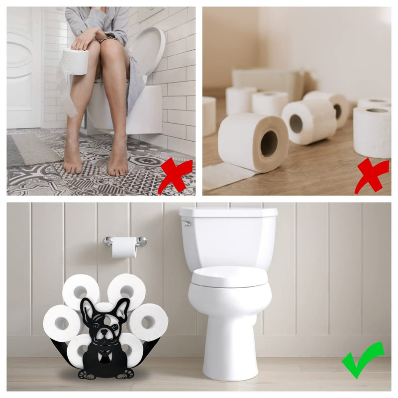 Metal Dog Paper Holders,Funny Black Animals Paper Storage Holders Stand for Indoor Bathrooms Kitchen,Novelty FreeStanding Toilet Rolls Storage Fit 8 Rolls,Practical and Convenient Dog 14.3"lx 4.7"wx9.7"h