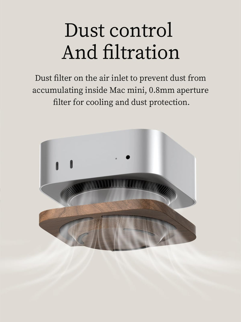 Hagibis Mac Mini Stand, Black Walnut Desktop Stand Dustproof Laptop Holder Cooling Heat Disspation Mount for Mac Mini M4 Pro 2024 (MMP04) MMP04