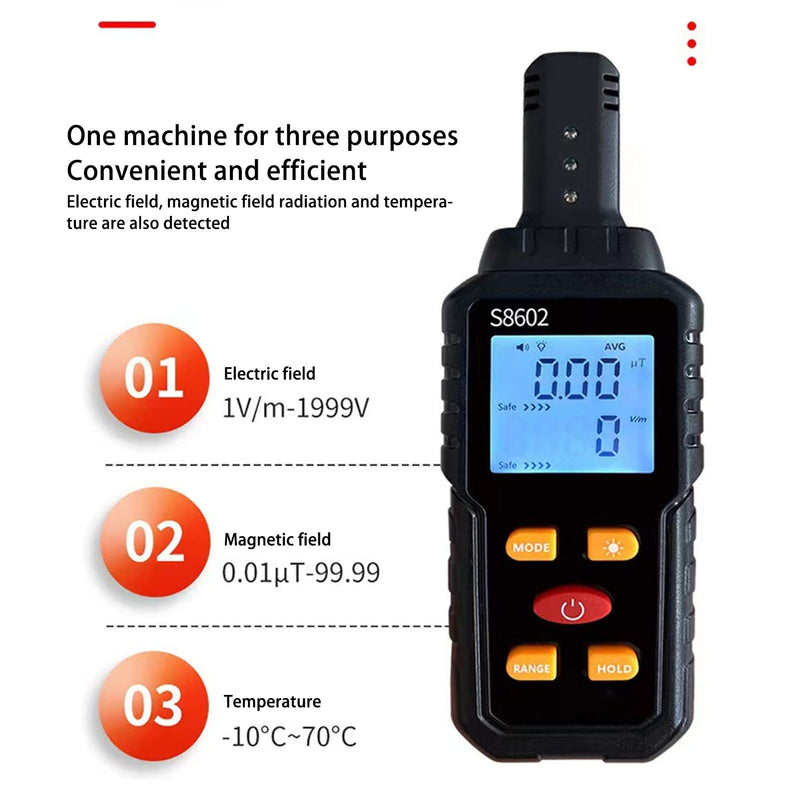 EMF Test, Electromagnetic Radiation Tester EMF Electric Magnetic Field Detector Meter 5 Hz to 3500 Hz