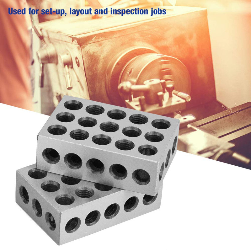 Parallel Blocks Set of 2, 1-2-3 Block Metric Parallel Underlays 23 Holes Machinist Block Precision Block for Machine Tool Matched Clamping Blocks Turning Tools 25 x 50 x 75 m