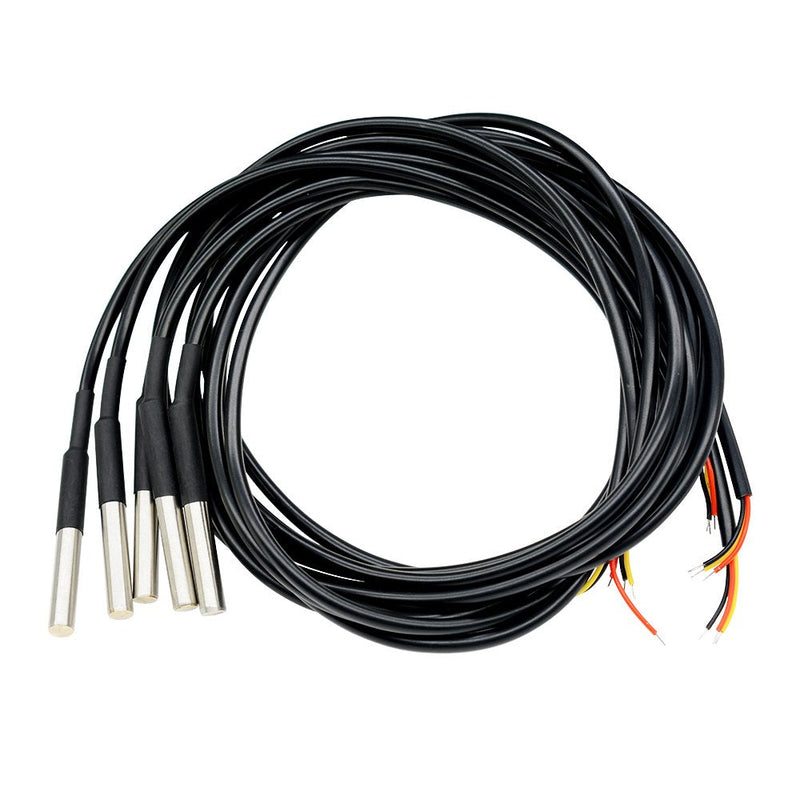 Aideepen 5 x 2 m Cable Temperature Digital Thermal Probe Sensor DS18B20 Stainless Steel Probe Accurate Reading Temperature -55 °C to + 125 °C 2M