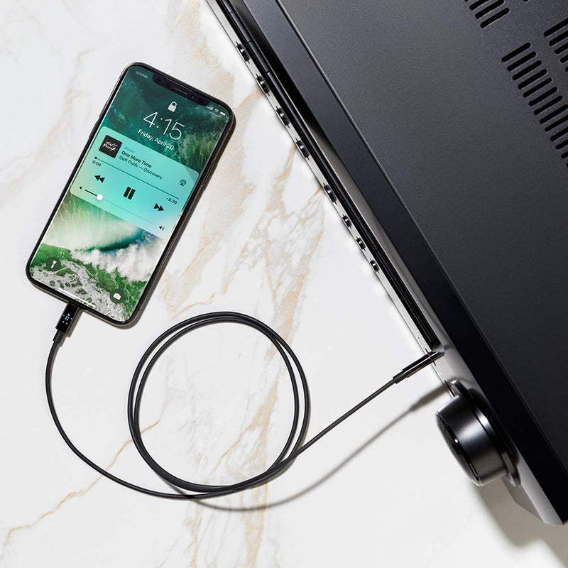 Belkin 3.5mm Audio Cable with Lightning Connector, 6ft Durable AUX Cable for iPhone, iPad, and iPod - Connects to Car Stereo, Headphones, and Speakers - MFi-Certified for Apple Devices - Black 6'