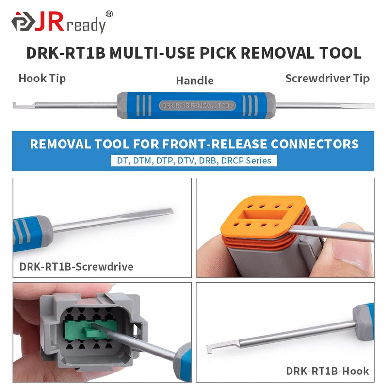 JRready ST6327-2 Deutsch 2 Pin DT Connector Kit, Gray Waterproof DT Connector 2 Pin(5 Set), Size 16 Stamped Contacts, Seal Plugs for Car, Truck, Motorcycle, Off-Road Vehicles, Marine. 2Pin 5Pair