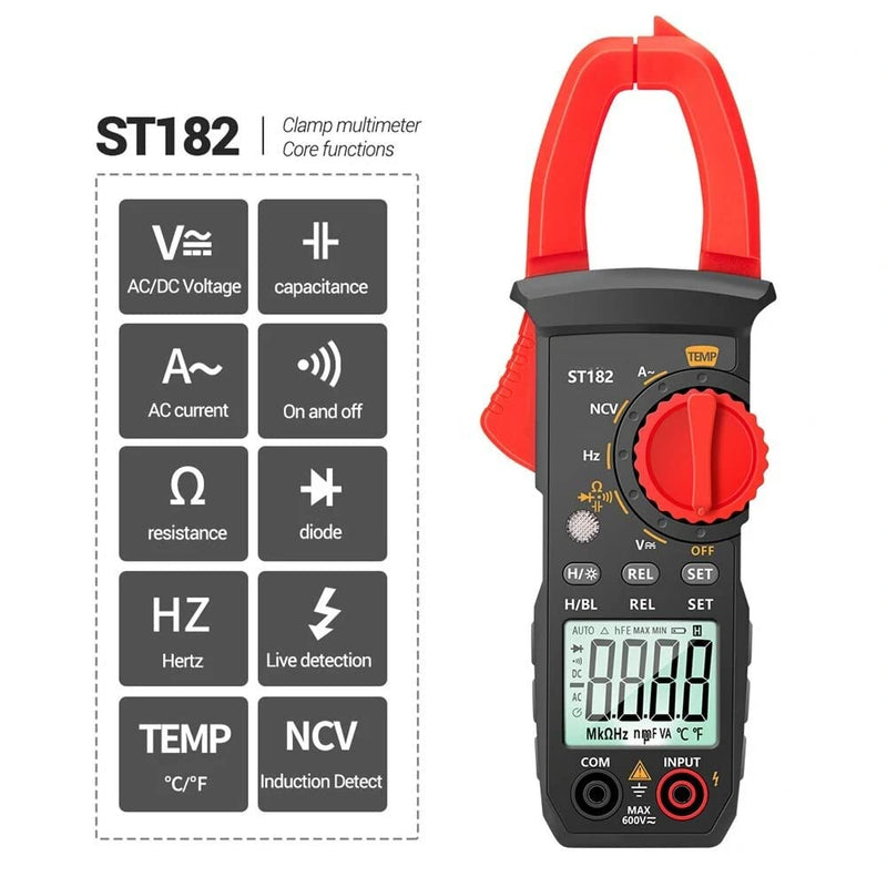Fasizi Digital Clamp Meter AC Current Multimeter DC/AC Voltage Ammeter Voltage Tester Amp Hz Capacity NCV Ohm Test