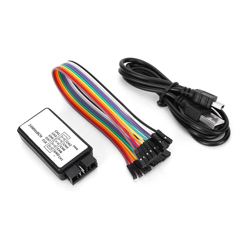USB Logic Analyzer 8-Channel Input Memory 24 MHz Digital Pocket Size Device Set with Variety of Decoding Functions for Electronic Circuits