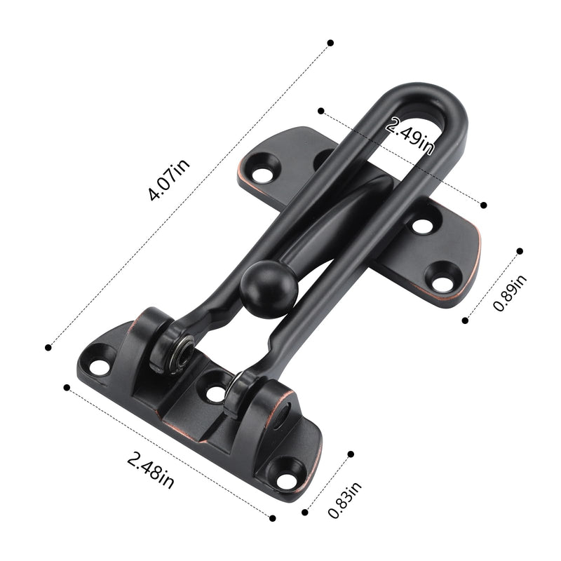 WellMade Swing Bar Door Lock Latch,Door Security Latch for Kids Safety and Home Security, Reinforcement Door Latch Guard Clasp（Oil Rubbed Bronze，4 Pack) 4 Pack Oil Rubbed Bronze