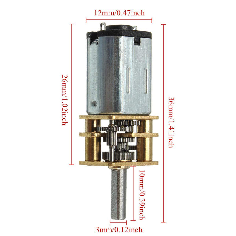 DollaTek 2Pcs DC 9V 105 RPM 3mm Shaft Mini Metal Gear Gear Motor GA12-N20