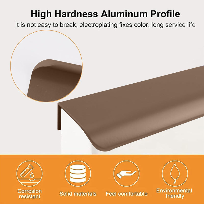MOROBOR Finger Edge Pulls, 16pcs Modern Style Drawer Handles, Curved Aluminum Alloy Invisible Handle Wardrobe Pull for Cabinet Hardware Drawer,120mm/Brown Brown-16PCS 120mm