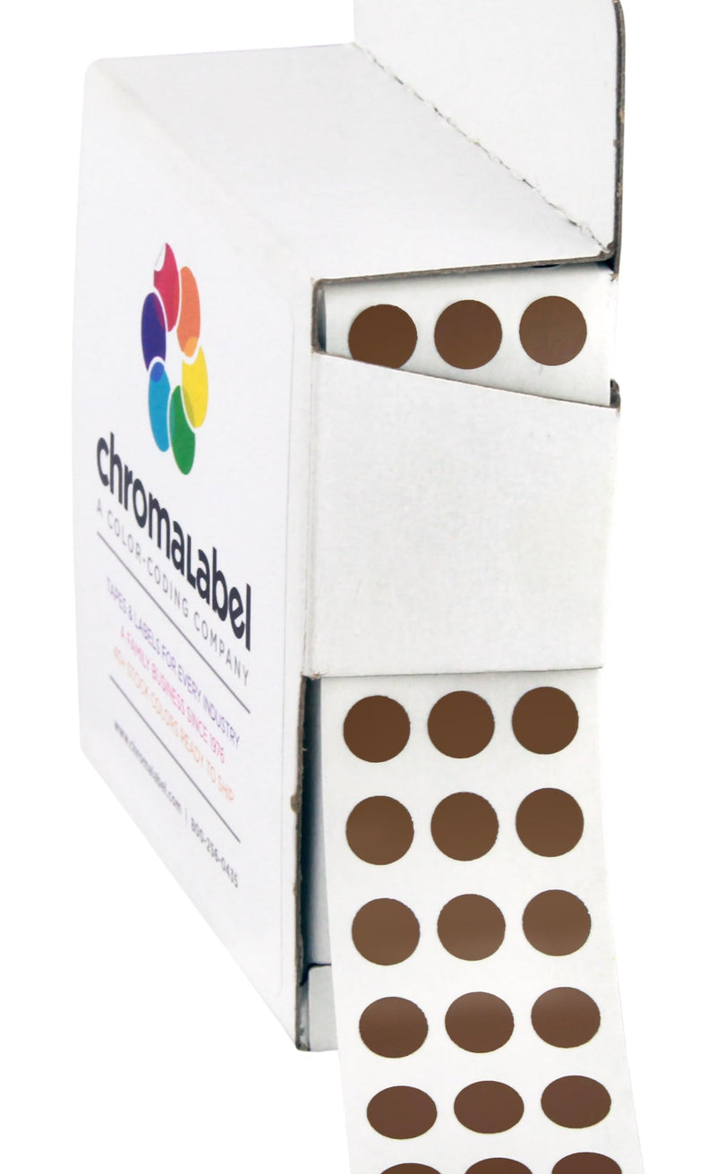 ChromaLabel 0.25 inch Cocoa Sticky Color Coding Dot Stickers, Ideal for Pricing, Office Supplies, Teachers, Comes with Handy Dispenser - Great for Retail, Manufacturing, Recreation 1/4"