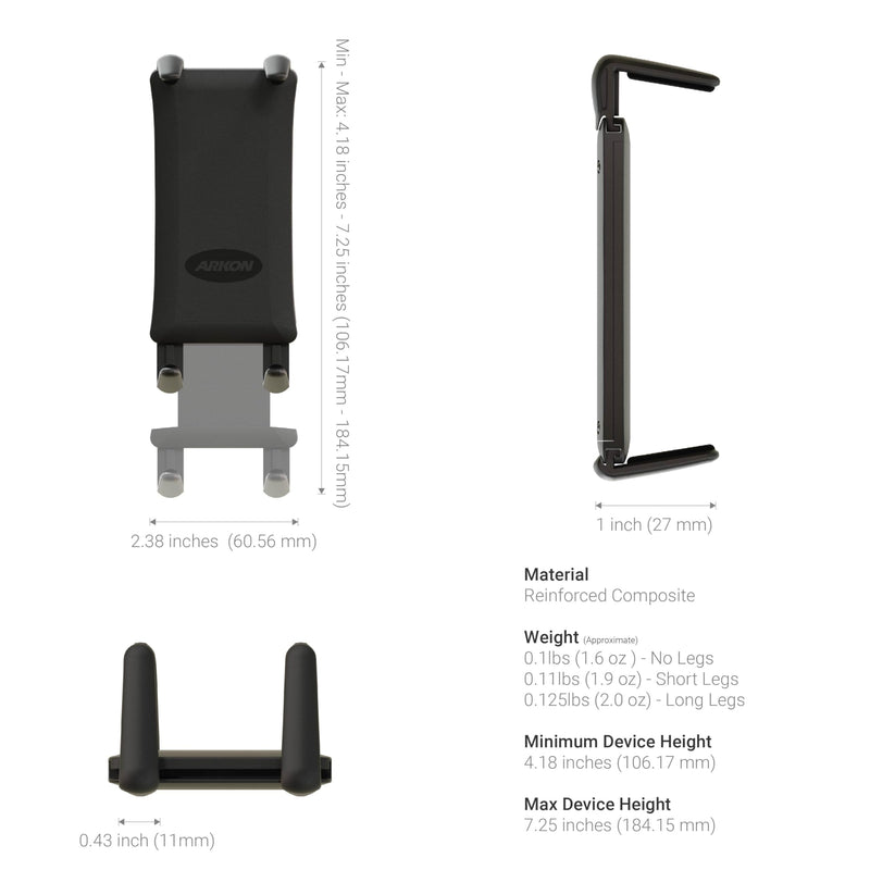 ARKON Mounts Slim-Grip Ultra Car Seat Rail or Floor Phone Mount | Durable Phone Holder | Firm Flexible 18" Arm | Compatible with iPhone, Galaxy, Google, iPad mini & More