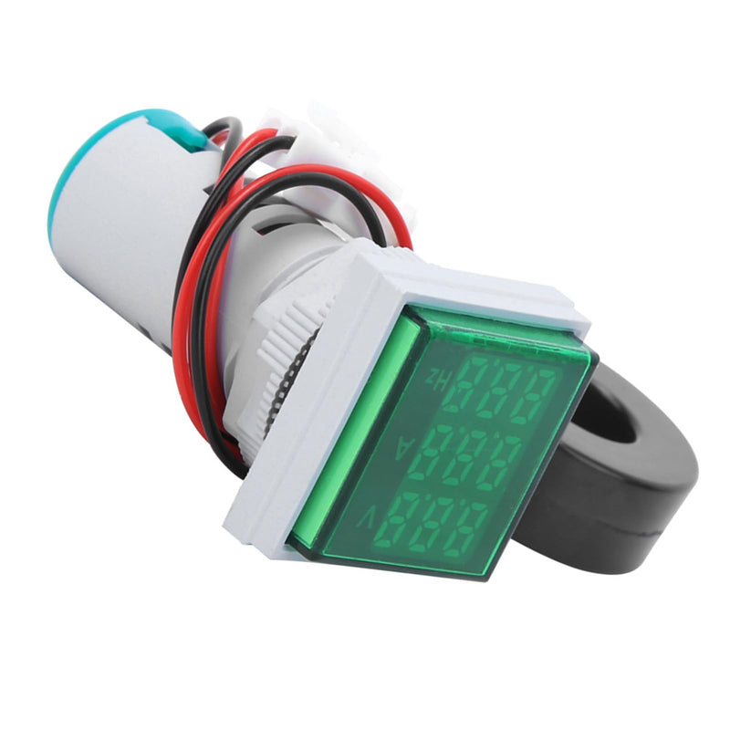 Digital Ammeter Voltmeter, AC Voltage Current Frequency Meter with 3-Digit Display, 3-in-1 Multifunctional Tester for Machine Tools, Ships, Pressure Measurement (Green) | 3-Digit LED Display, 20-75Hz, ±2%, for Machine Tools/Boats, 3-in-1 Green