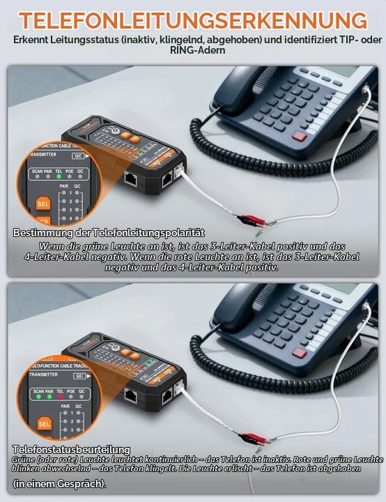 MCT01 All-in-One Network Tester, Cable Tester for RJ45/RJ11 with Anti-Interference Line Finder, POE Test, NCV, Continuity Test & Crimp Control