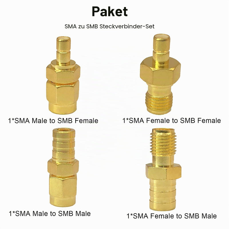 4 Type SMA to SMB Kit Coaxial Cable DAB Car Radio Antenna Adapter | For Aerial Pigtail Cable Car Satellite, Compatible with Sirius XM DAB Radio Antenna