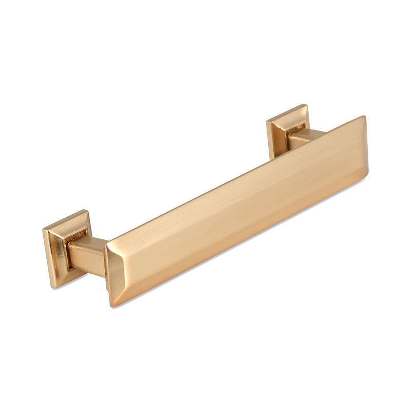 Southern Hills 5pc Gold Pulls for Cabinets - 4" Screw Spaced Handles for Cabinets and Drawers - Kitchen, Dresser Drawer Handles - Brushed Gold Cabinet Pulls