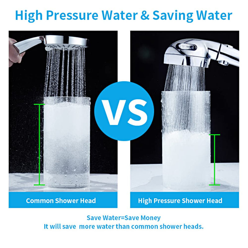 KAIYING Drill-Free High Pressure Handheld Shower Head with ON/OFF Pause Switch 3 Spray Modes Water Saving Showerhead, Detachable Puppy Shower Accessories (M:Shower Head (Chrome)+Bracket+Hose) Chrome