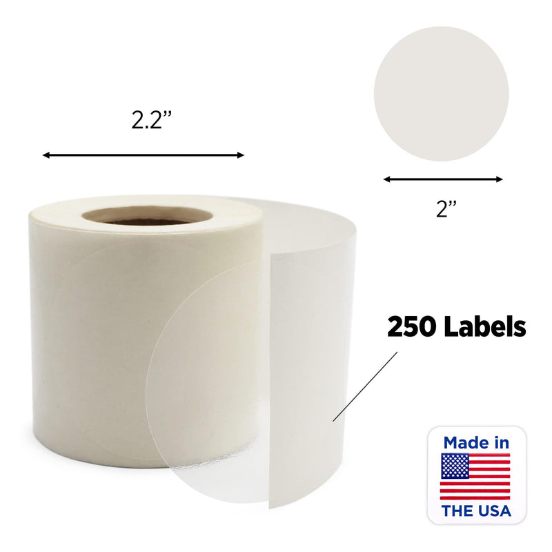 ChromaLabel 2 Inch Round Clear Wafer Seals, 250 Labels per Roll