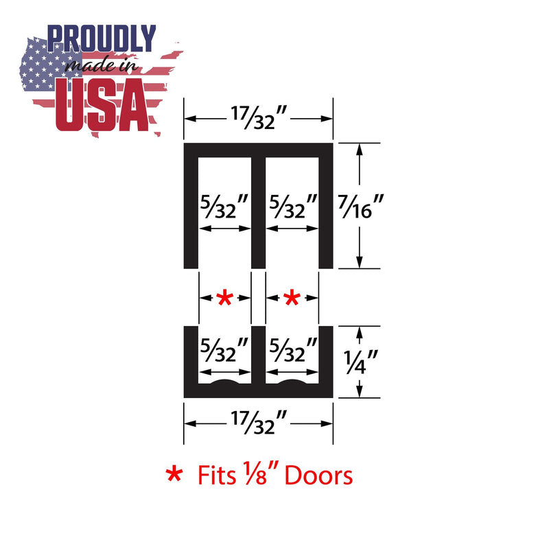 1/8" Panel Sliding Door Track - 48" Black Plastic Upper & Lower Set, USA Made, Pack of 1 - Outwater 4 Feet (48 Inches)
