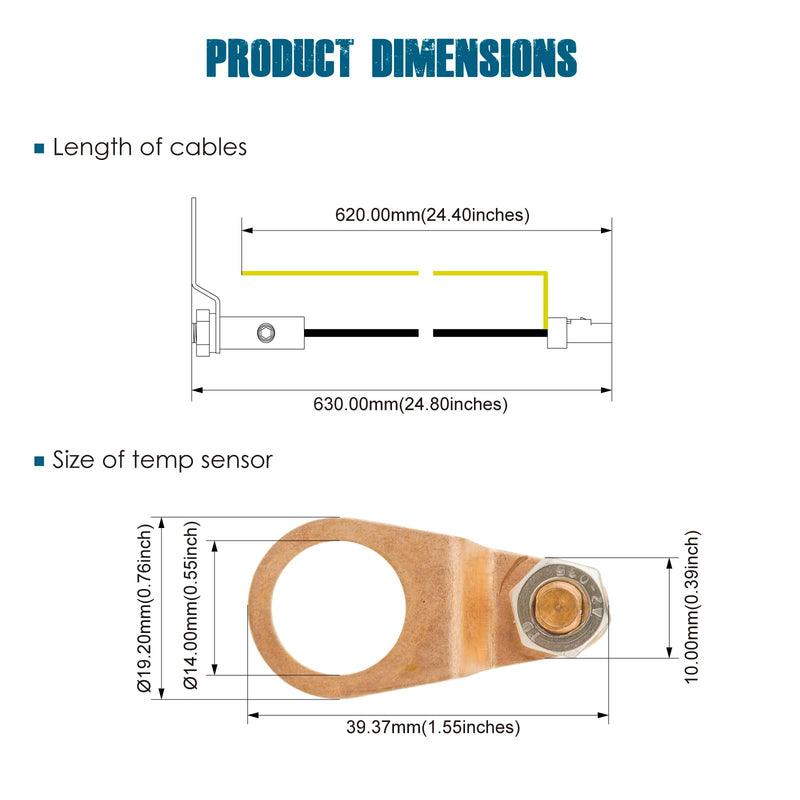 Runleader TS002-1 Engine Temp Sensor with RPM signal cable,Temp Range: -20℃ to 220℃(-4℉ to 428℉),Waterproof Design for Lawn Mower Generator Motorcycle ATV