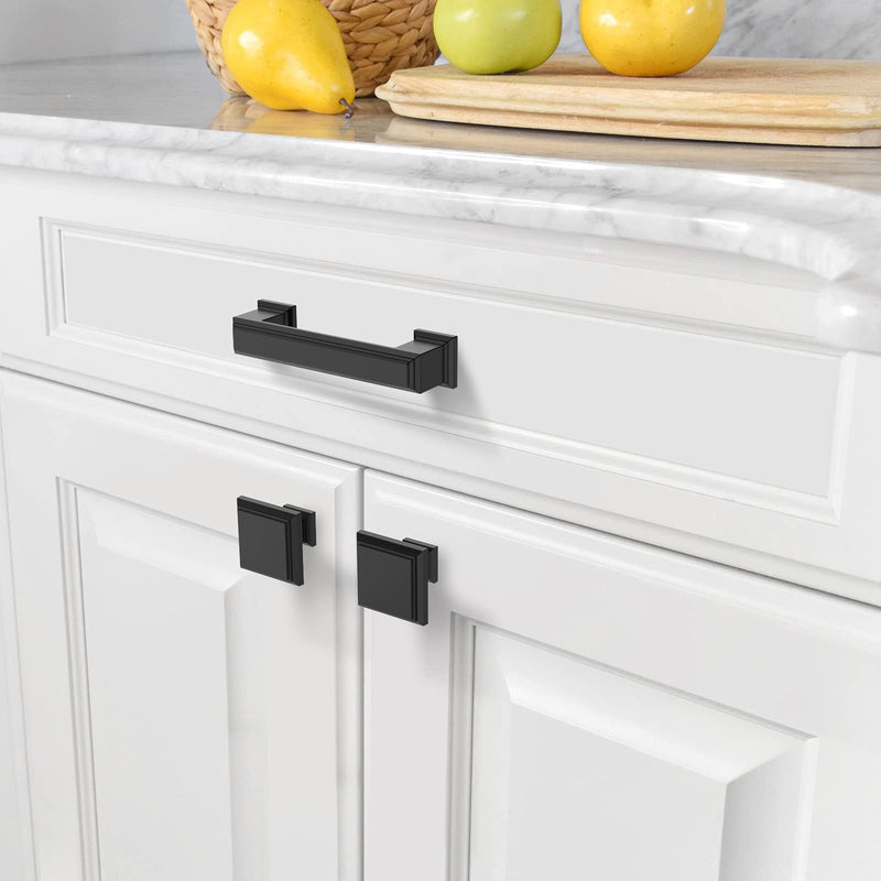 Amerdeco 6 Pack Matte Black Cabinet Pulls 3 Inch(76mm) Hole Center Hardware for Bathroom Drawer Handles Dresser Pulls ZH0001 3"/76MM Hole Center
