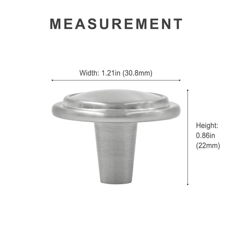 HESTIA HARDWARE 10 Pack | Satin Nickel Round Cabinet Knobs | 1-1/4 Inch Silver Kitchen Cabinet Hardware, Drawer Pulls and Knobs, Vintage Drawer Dresser Door Pulls