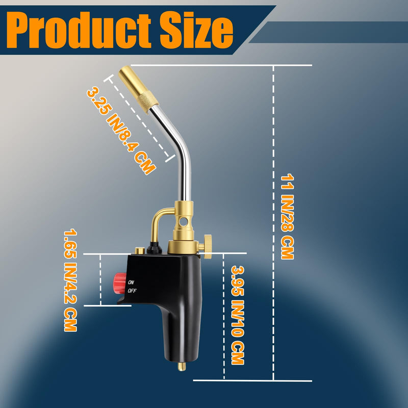 TS8000 Propane Torch Head with Igniter, TS8000 High Intensity Mapp Gas Torch Head with Brass Tip and Adjustable Flame Knob Welding Torch for Light Welding, Soldering, Brazing, Heating,Thawing 1