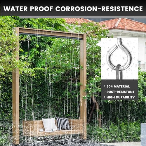 8Pcs Self Tapping Eyelet Screw Eye Bolt，4 Inch Heavy Duty Screw Eyes Hooks ，M8 Wooden Large Screw Eye Hook，Load Capacity 500 Lbs for Hammock ，Yoga，Heavy Indoor Outdoor Uses (8, M8-4 INCH) 8