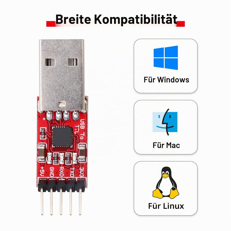 CP2102 HW-598 USB to TTL Serial Converter Module UART USB TTL Adapter Converter for 3.3 V and 5 V with Jumper Cable Pack of 3