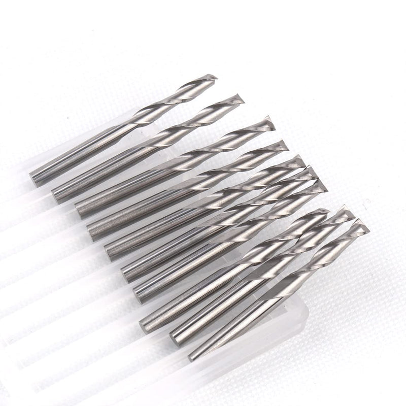 CBRIGHT 10pcs End Mill CNC Router Bits, 1/8" 3.175mm Shank 3mm Cutting Edge Milling Cutter Engraving Cutter including End Mill CNC Router Bits (10pcs Flat Head) 10 x Flat Head