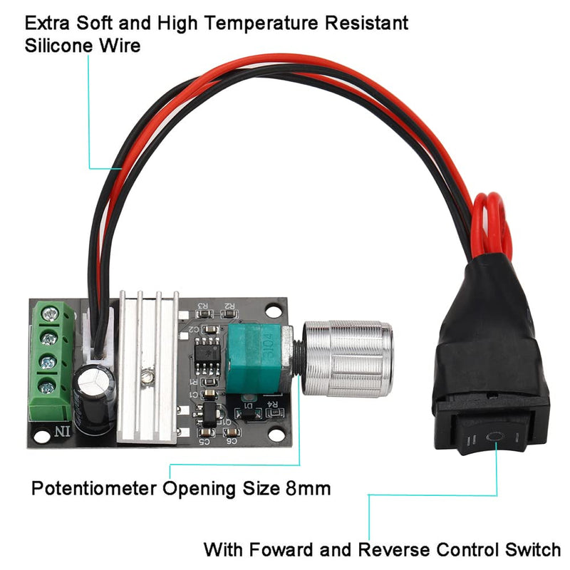 Greluma 1 Piece 6V 12V 24V 3A 80W DC Motor Speed Controller (PWM) Adjustable Reversible Motor Driver Switch DC Motor Speed Controller 1-1