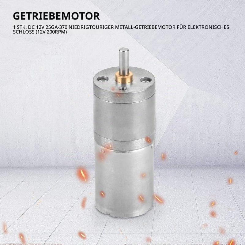 DC Gear Motor, 25mm DC 12V 25GA-370 Low Speed Metal Gear Motor for Electronic Lock (12V 200RPM)