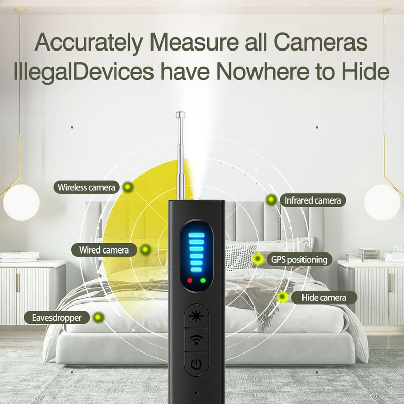 Hidden Camera Detector & GPS Tracker Finder – Portable RF Signal Scanner with 5 Detection Modes, Wireless Anti-Spy Device for Car, Hotel, Office, Travel, Bathroom Security