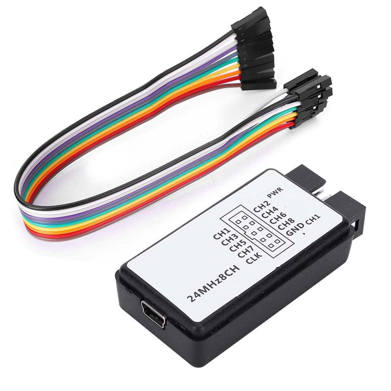 USB Logic Analyzer 8-Channel Input Memory 24 MHz Digital Pocket Size Device Set with Variety of Decoding Functions for Electronic Circuits