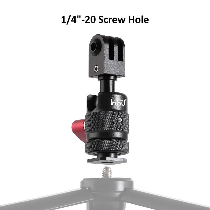 HSU Cold Shoe Mount Adapter, Aluminum 1/4”-20 Screw Hole 360° Rotation Camera Tripod Mount for GoPro Hero 13/12/11/10/9/8/7/DJI Osmo Action, Applicable for Tripod Selfie Stick and DSLR Camera Flash