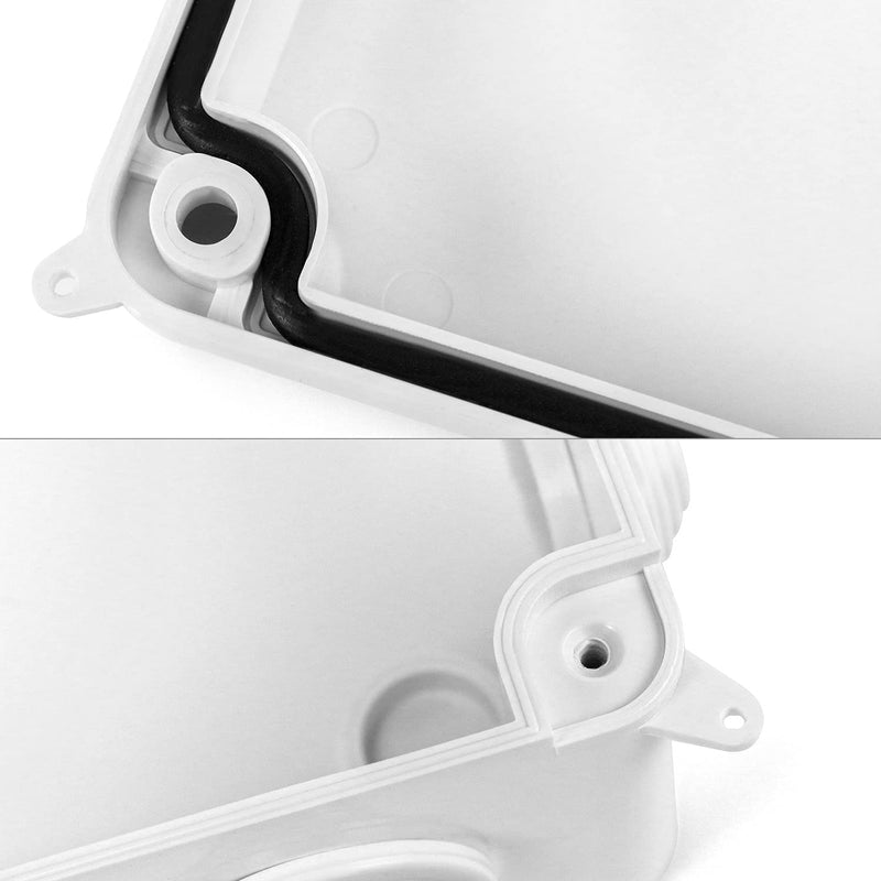 QWORK Surface-Mounted Junction Box, Junction Box, Waterproof, Dustproof, IP65, ABS Plastic, Universal Electric Project Enclosure, White, 150 x 110 x 70 mm