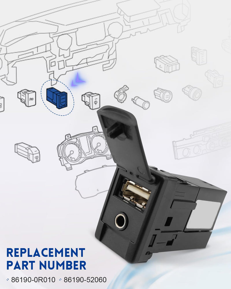 86190-0R010 AUX USB Port Adapter Jack Fit for Toyota Avalon RAV4 Camry Corolla Highlander Tacoma Prius C Sienna Yaris