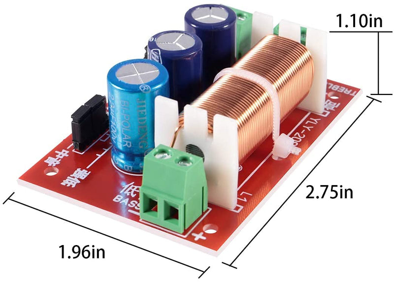 2pcs 400W Adjustable Treble/Bass Frequency Divider Distributor 2-Way Speaker Audio Crossover Filters (2 X) 2 X
