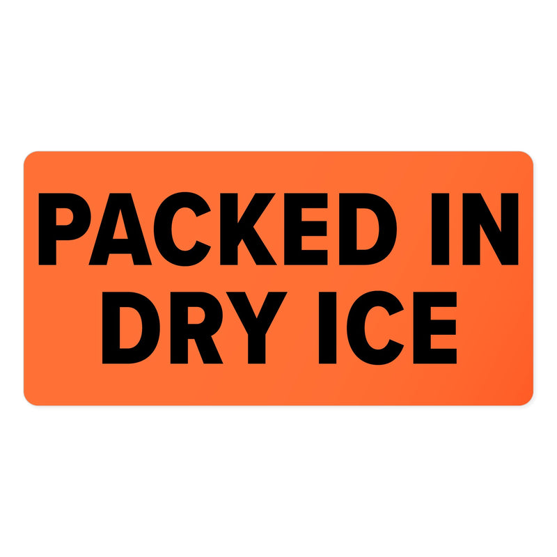 Packed in Dry ICE, Medical Labels, Chart Labels, Bright Fluorescent Red-Orange Labels, 2" x 1", 500 Labels/Roll, 1 Roll |LabelValue (LV-MICL14)