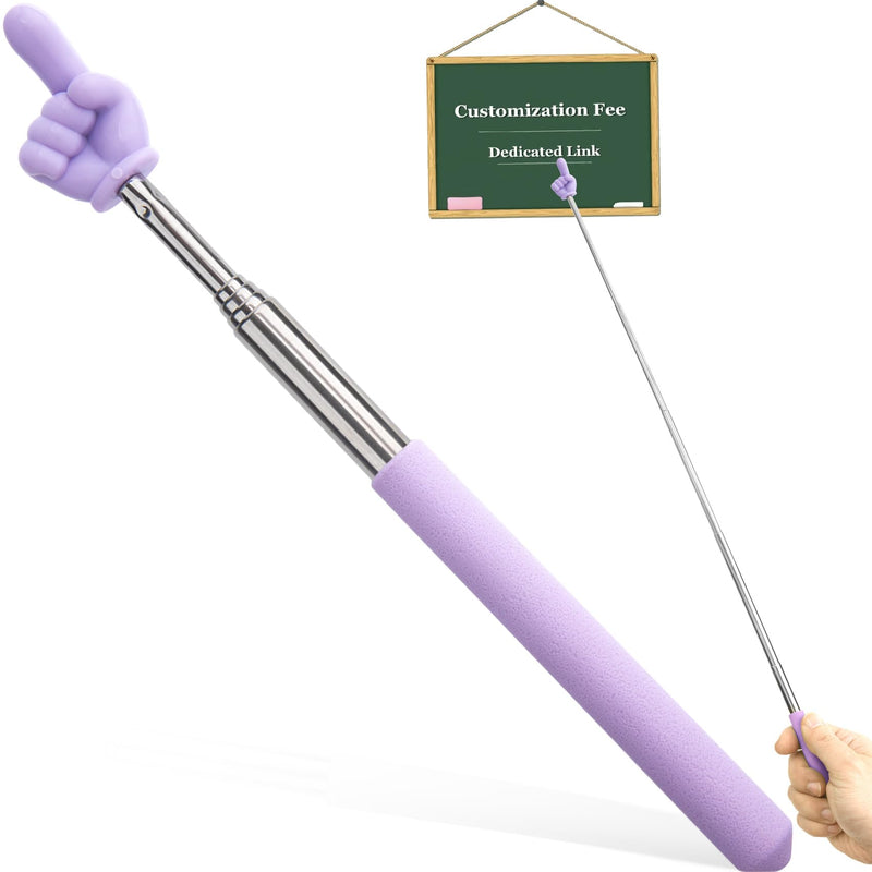 Pointer Finger Sticks, Macaron Purple Retractable Teacher Pointer Stick, Extendable Hand Pointer Sticks, Adjustable Hand Pointer for Reading, Speeches - 1PCS
