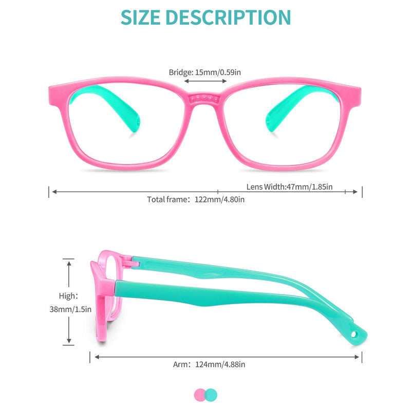 Okany Blue Light Glasses for Kids 3 Pack Anti Glare & Eye Strain Glasses Computer TV Phone Tablets UV Protection Glasses for Kids Boys Girls Age 3-12 (Black + Transparent + Pink)