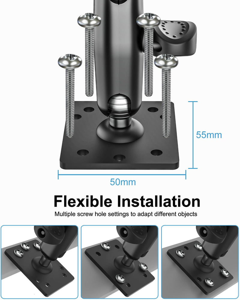 woleyi Anti Theft Heavy Duty Drill Base Tablet Holder Car Mount Dashboard for Truck/Vehicle with Security Lock and Key, Compatible with iPad Pro/Air/Mini, Galaxy Tabs, More 7-11" Tablets