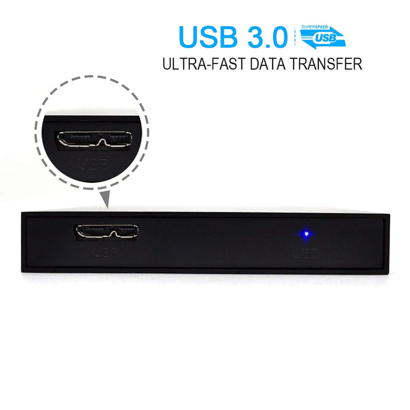 2.5'' 1TB Ultra Slim Portable External Hard Drive USB3.0 HDD Storage for PC/Desktop/Laptop/MacBook/Chromebook/Xbox One (Black) Black