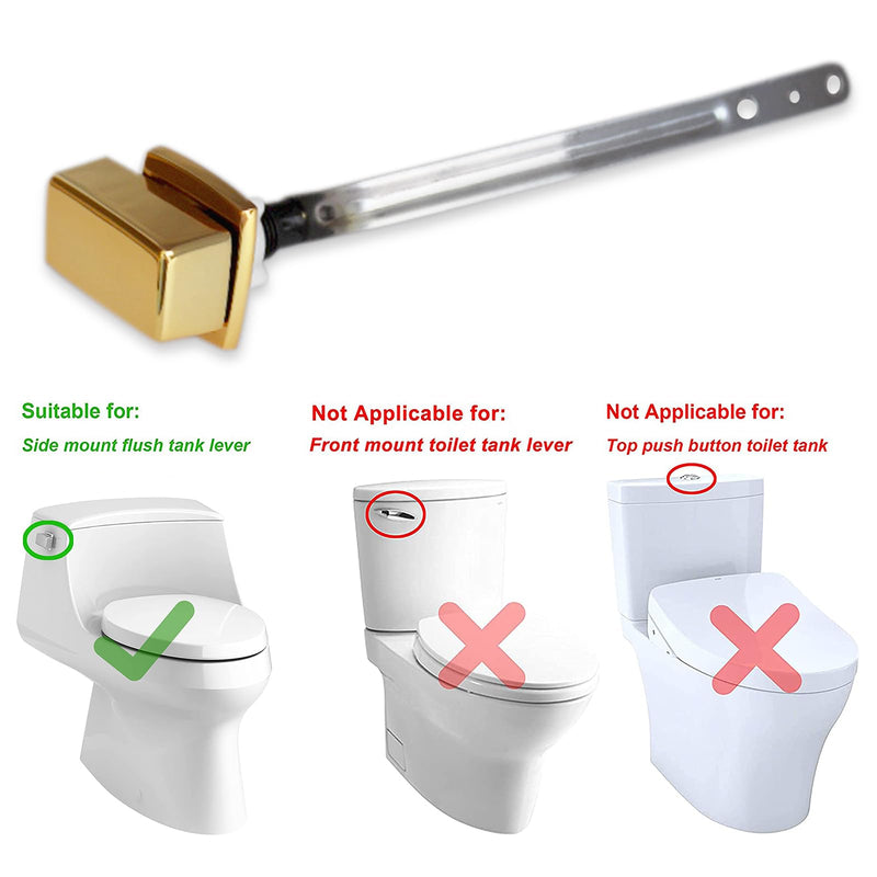 Toilet Flush Handle Replacement, Side Mount Toilet Tank Lever Compatible with Kohler 85114-CP Trip Lever Kit, Polished Golden 6.5inch Trip Lever