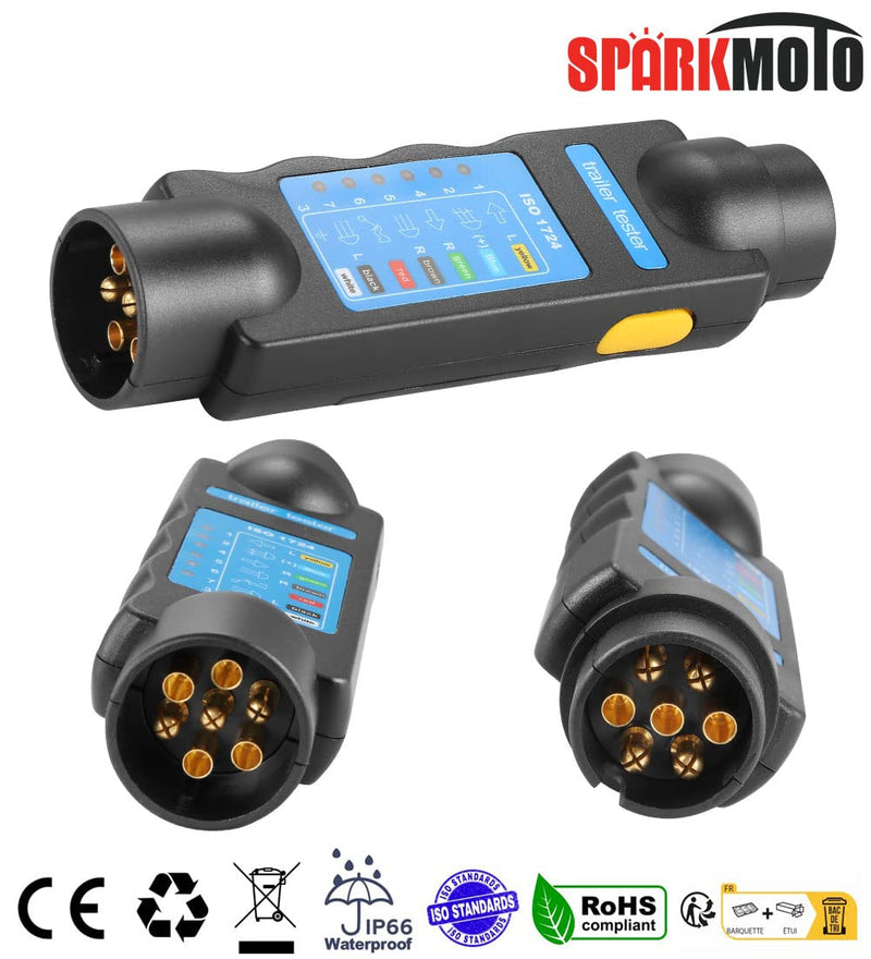 7-Pin Trailer Tester with Trailer Adapter 7-Pin to 13-Pin and 13 to 7-Pin Adapter, 12 V Trailer Tail Lights Tester Car RV Wiring of Trailer Lighting Diagnostic Tester Trailer tester 7 pin with 2 adapters