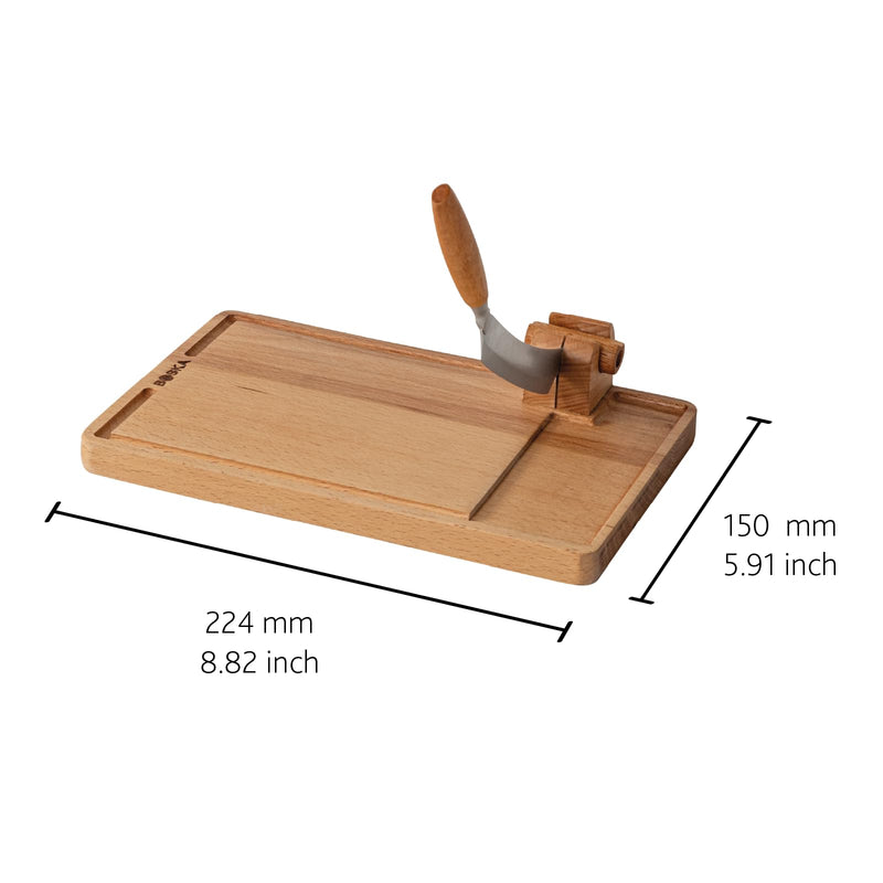 BOSKA Cheese Cutter Lumberjack Amigo/Serving Board with Cheese Knife/Beechwood and Stainless Steel/For Cheese and Sausage/Safe Cutting/With Crumb Catcher / 9 Inches